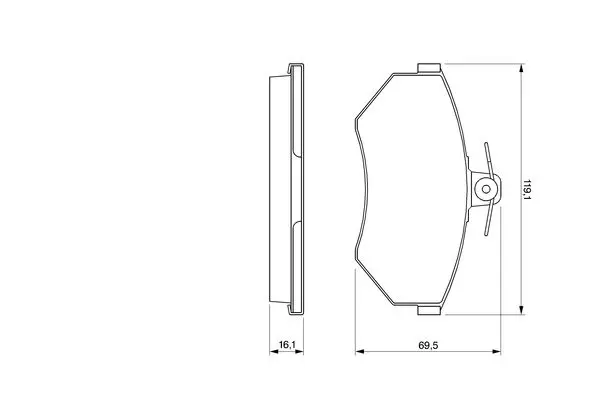 комплект спирачно феродо, дискови спирачки BOSCH               