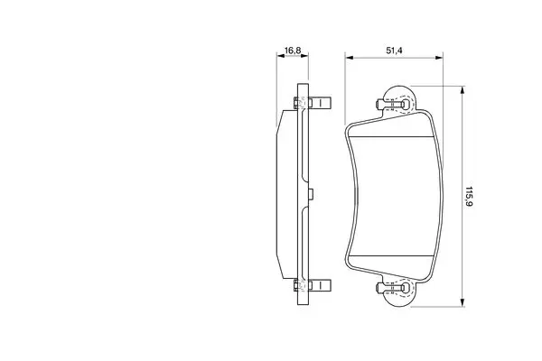 комплект спирачно феродо, дискови спирачки BOSCH               
