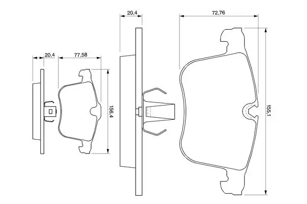 комплект спирачно феродо, дискови спирачки BOSCH               