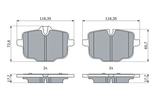 комплект спирачно феродо, дискови спирачки BOSCH               