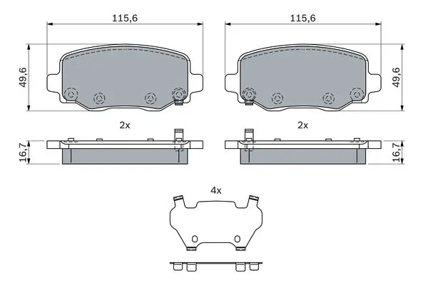 комплект спирачно феродо, дискови спирачки BOSCH               