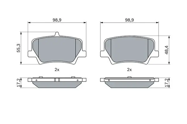 комплект спирачно феродо, дискови спирачки BOSCH               