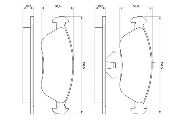 комплект спирачно феродо, дискови спирачки BOSCH               