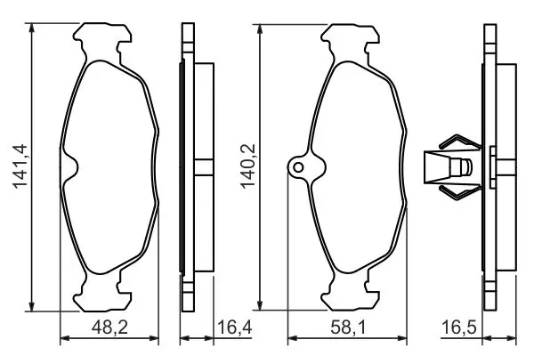 комплект спирачно феродо, дискови спирачки BOSCH               