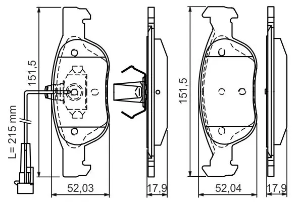 комплект спирачно феродо, дискови спирачки BOSCH               