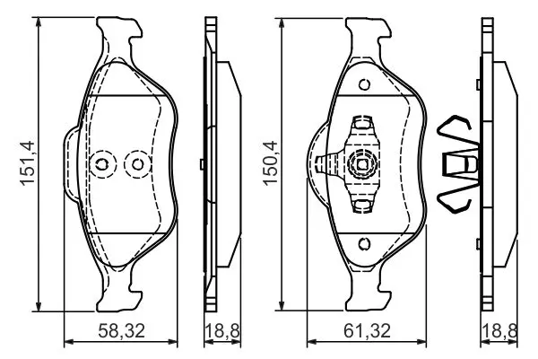 комплект спирачно феродо, дискови спирачки BOSCH               