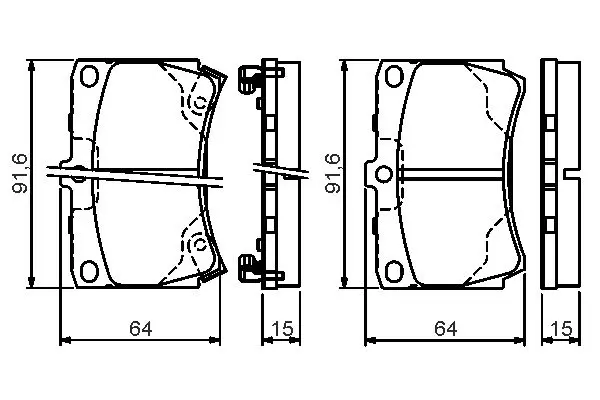 комплект спирачно феродо, дискови спирачки BOSCH               
