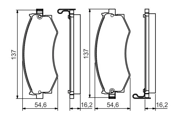 комплект спирачно феродо, дискови спирачки BOSCH               