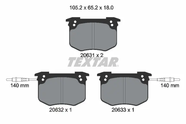 комплект спирачно феродо, дискови спирачки TEXTAR              