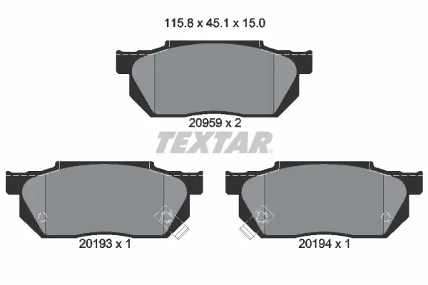комплект спирачно феродо, дискови спирачки TEXTAR              