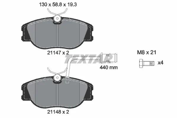 комплект спирачно феродо, дискови спирачки TEXTAR              