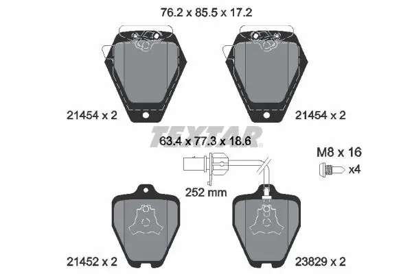 комплект спирачно феродо, дискови спирачки TEXTAR              