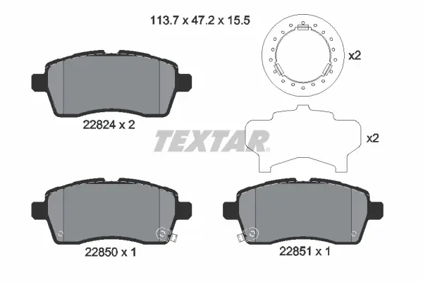 комплект спирачно феродо, дискови спирачки TEXTAR              