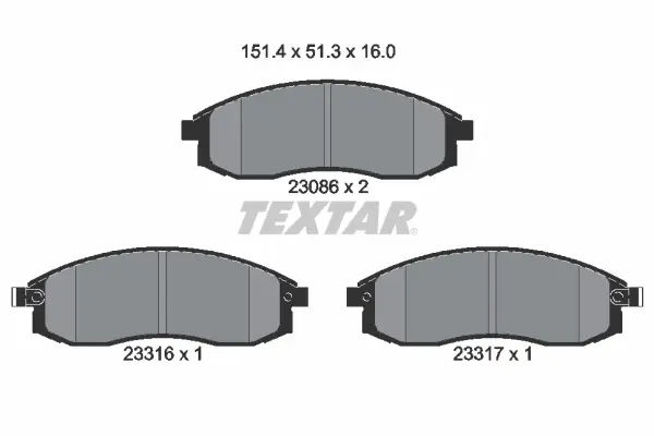 комплект спирачно феродо, дискови спирачки TEXTAR              