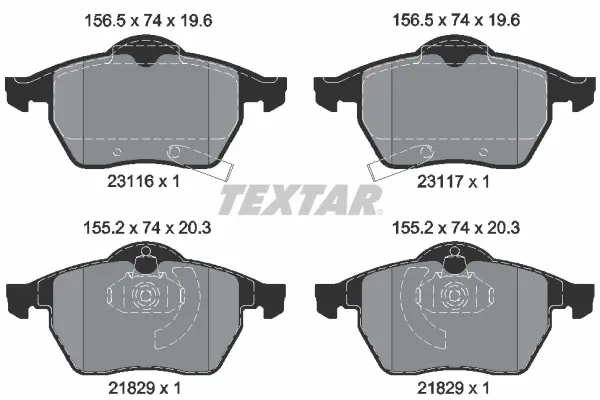 комплект спирачно феродо, дискови спирачки TEXTAR              
