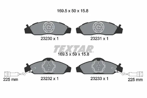 комплект спирачно феродо, дискови спирачки TEXTAR              