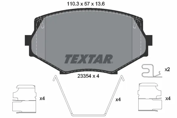 комплект спирачно феродо, дискови спирачки TEXTAR              