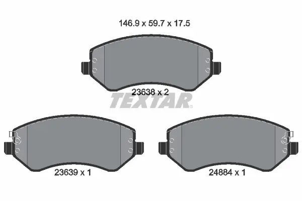 комплект спирачно феродо, дискови спирачки TEXTAR              