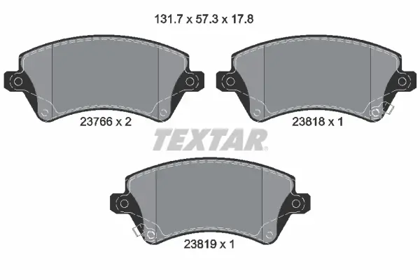 комплект спирачно феродо, дискови спирачки TEXTAR              