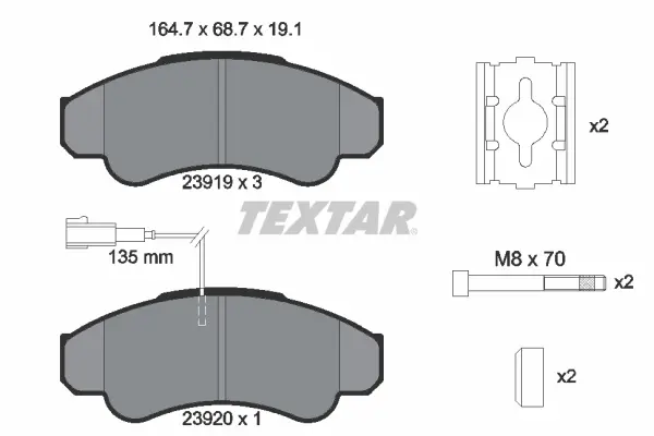 комплект спирачно феродо, дискови спирачки TEXTAR              