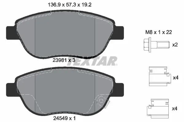 комплект спирачно феродо, дискови спирачки TEXTAR              