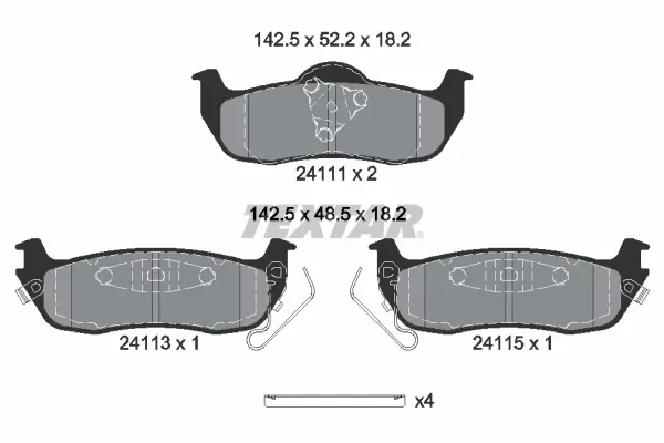 комплект спирачно феродо, дискови спирачки TEXTAR              