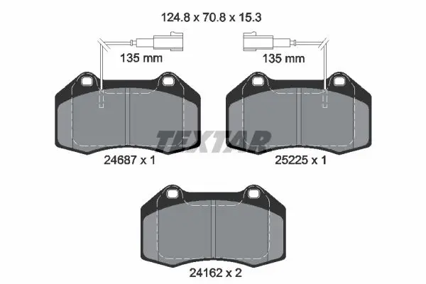 комплект спирачно феродо, дискови спирачки TEXTAR              