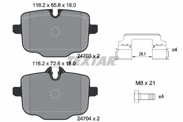 комплект спирачно феродо, дискови спирачки TEXTAR              