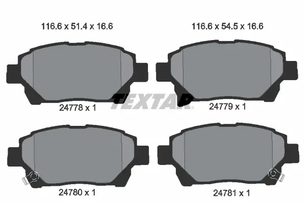 комплект спирачно феродо, дискови спирачки TEXTAR              