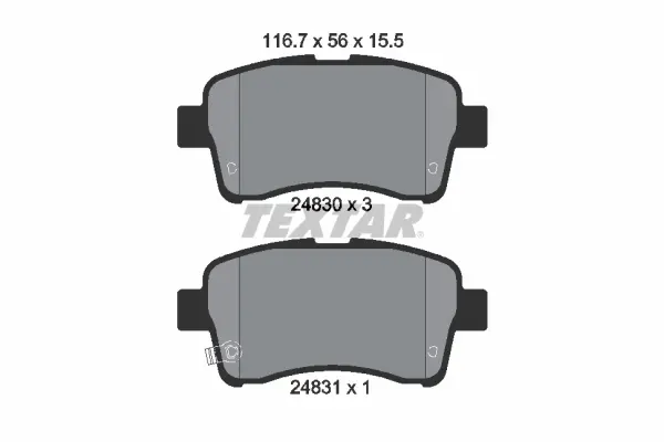 комплект спирачно феродо, дискови спирачки TEXTAR              