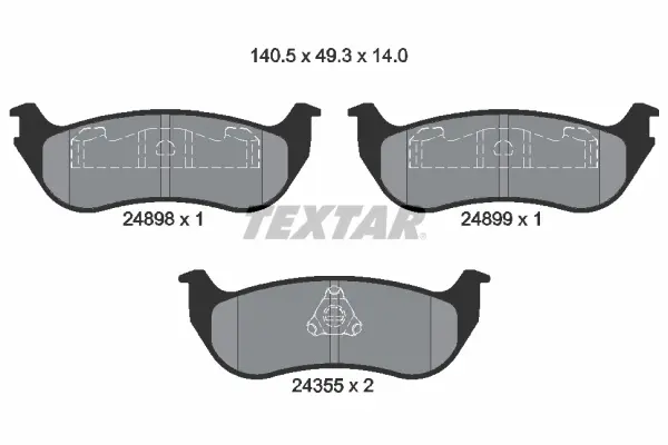 комплект спирачно феродо, дискови спирачки TEXTAR              