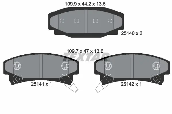 комплект спирачно феродо, дискови спирачки TEXTAR              