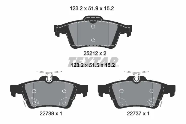 комплект спирачно феродо, дискови спирачки TEXTAR              