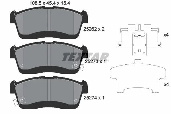 комплект спирачно феродо, дискови спирачки TEXTAR              