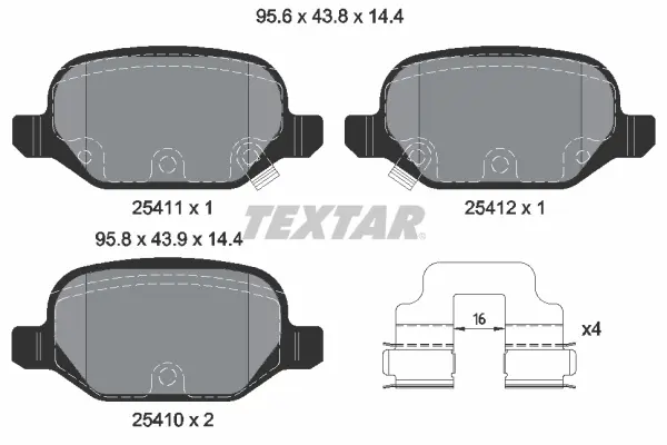 комплект спирачно феродо, дискови спирачки TEXTAR              