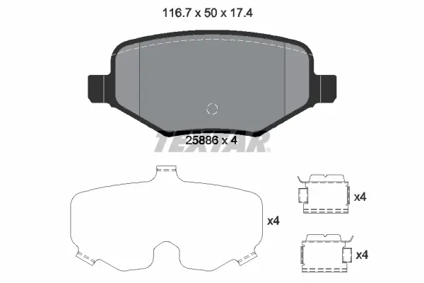 комплект спирачно феродо, дискови спирачки TEXTAR              