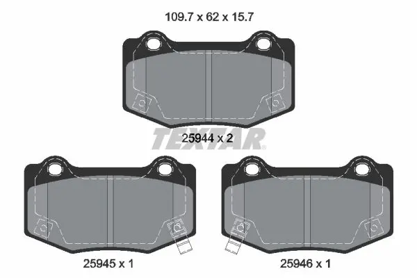 комплект спирачно феродо, дискови спирачки TEXTAR              
