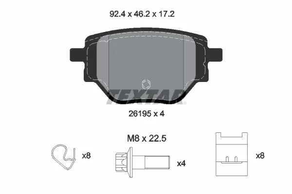 комплект спирачно феродо, дискови спирачки TEXTAR              