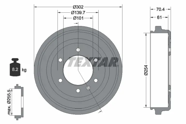 спирачен барабан TEXTAR              