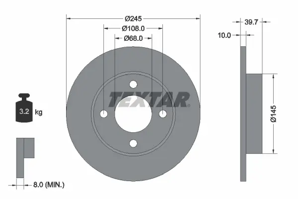 Спирачни дискове за AUDI COUPE (81, 85) 2.2 quattro 92026300 TEXTAR              