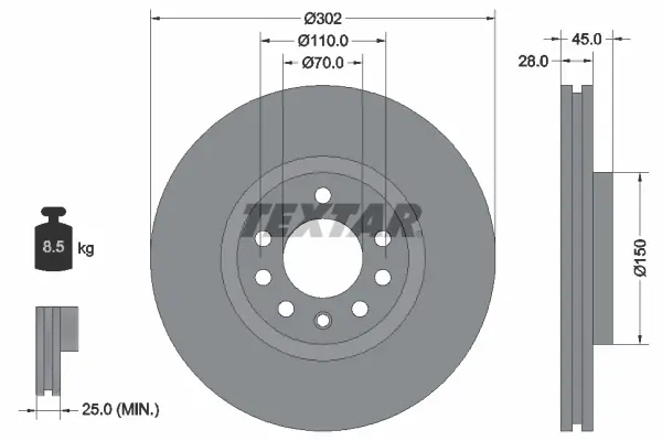Спирачни дискове за SAAB 9-3 (YS3F) 1.8 i 92118303 TEXTAR              