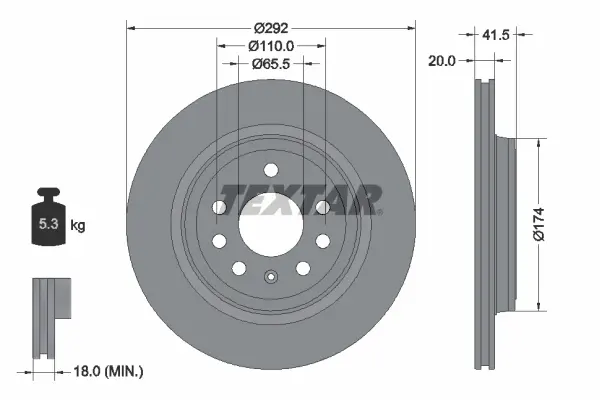Спирачни дискове за CADILLAC BLS Wagon 1.9 D 92118403 TEXTAR              