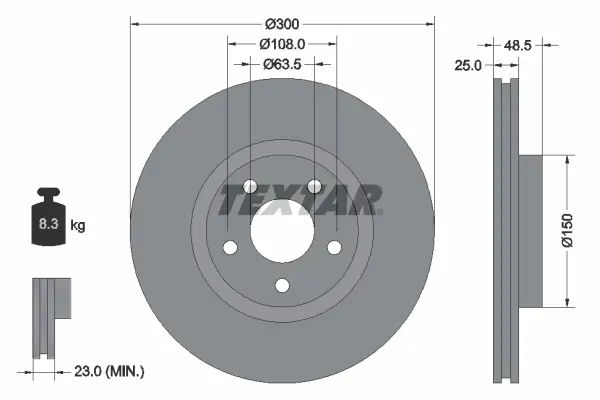 Спирачни дискове за FORD KUGA I VAN 2.5 92141303 TEXTAR              