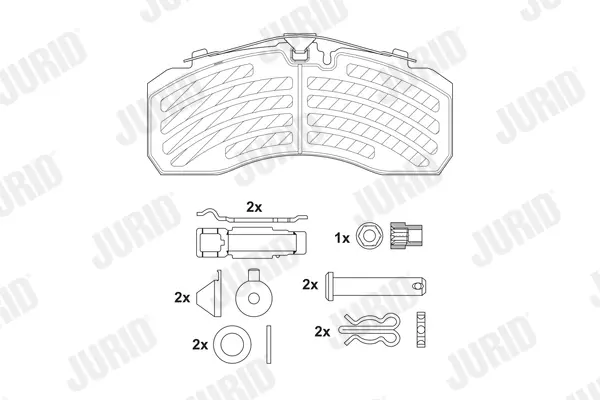 комплект спирачно феродо, дискови спирачки JURID               