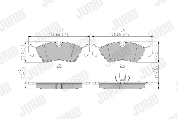 комплект спирачно феродо, дискови спирачки JURID               