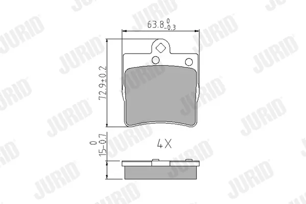 комплект спирачно феродо, дискови спирачки JURID               