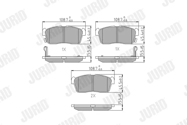 комплект спирачно феродо, дискови спирачки JURID               