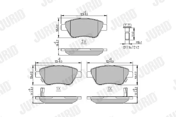 комплект спирачно феродо, дискови спирачки JURID               