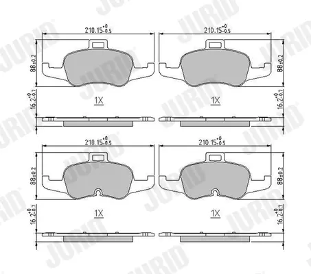 комплект спирачно феродо, дискови спирачки JURID               