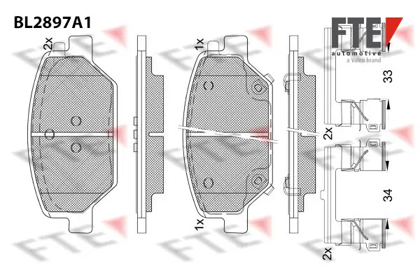 комплект спирачно феродо, дискови спирачки FTE                 